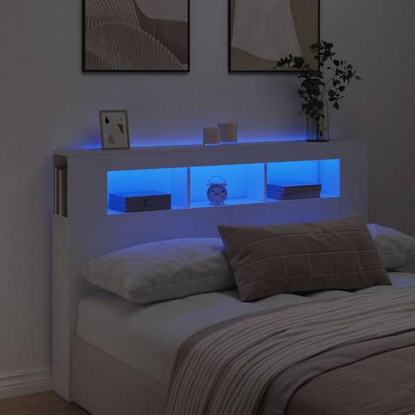 LED Kopfteil 3033086 Weiß - Breite: 160 cm