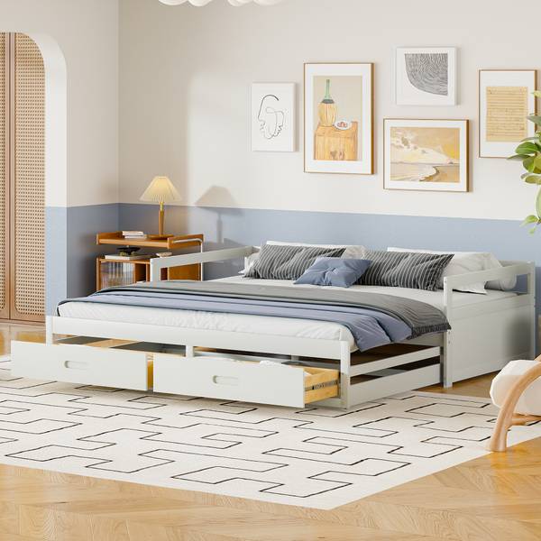 Slaapbank Woody Ⅱ wit - grenenhout - 184 x 60 x 205 cm