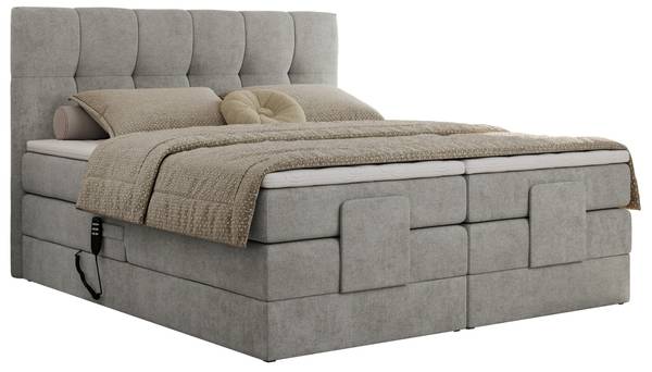 Boxspringbett VITTORIA Platingrau - H3 - Liegefläche Breite: 160 cm