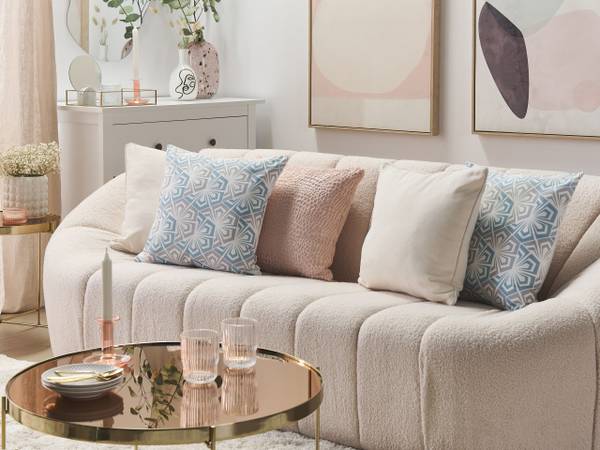 Dekokissen PRIMROSE 2-tlg Blau - Grau - Weiß - Textil - 45 x 12 x 45 cm