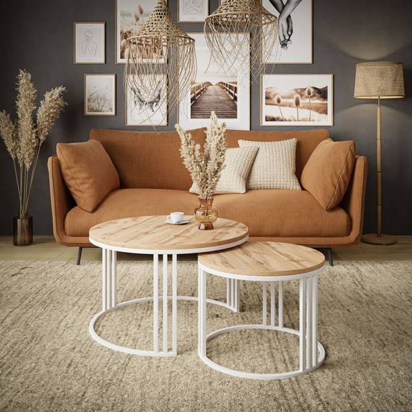 Salontafel 2in1 LORI LOFT Wotan eikenhouten look - wit