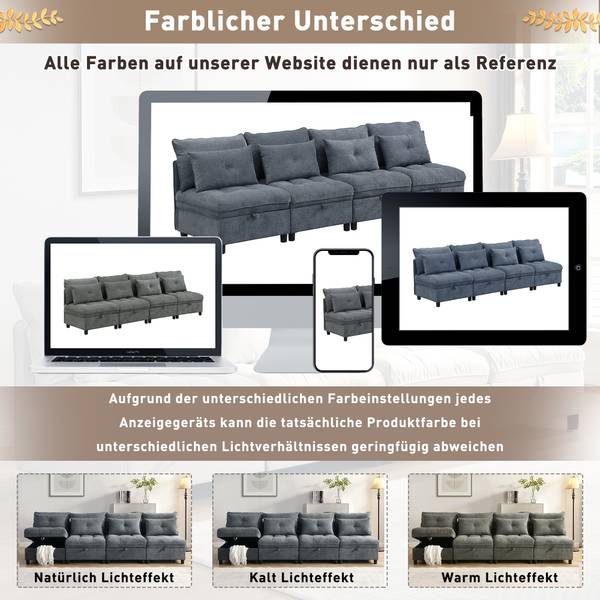 Sofaset Gaia Ⅰ Grau - Kunststoff - Massivholz - Textil - 76 x 87 x 274 cm