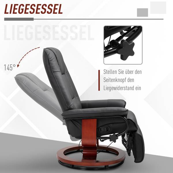 Relaxsessel mit rundem Holzfuß 833-621 Esche Schwarz Dekor - Schwarz