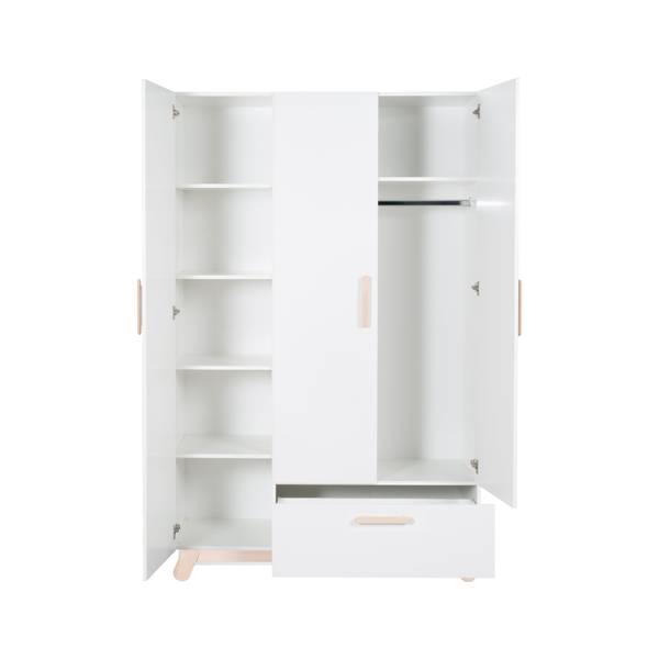 Kleiderschrank Clara Weiß - Holzwerkstoff - 134 x 200 x 52 cm