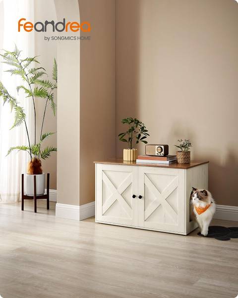 Katzenschrank 101405 Weiß - Holzwerkstoff - 92 x 59 x 11 cm