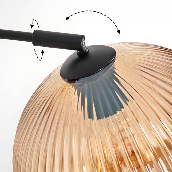 Stehlampe Cesaro Gelb - Aluminium - Klarglas - Marmor - 105 x 185 x 72 cm