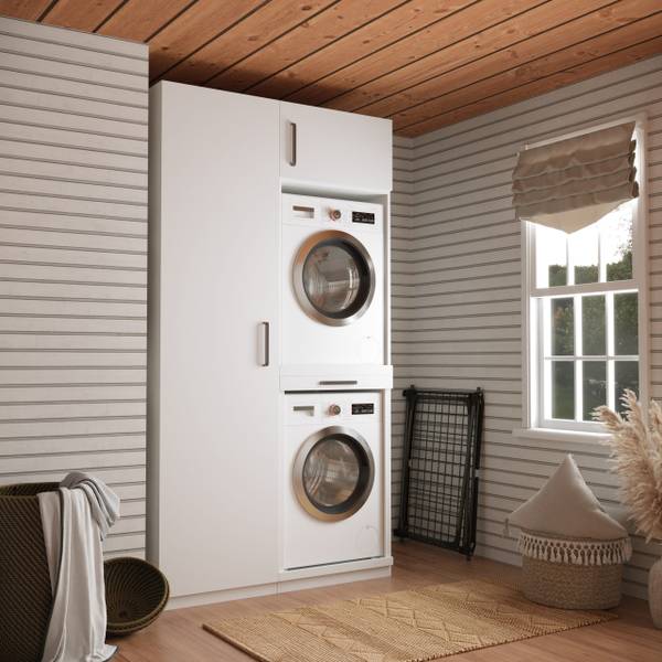 Waschmaschinenschrank Paris Weiß - Holzwerkstoff - 126 x 235 x 70 cm