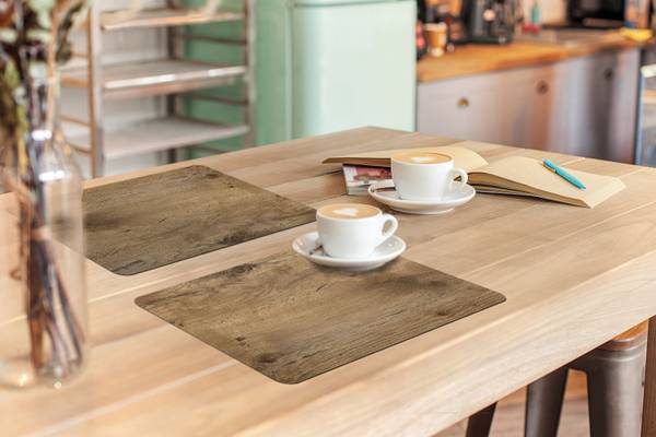 PLATZSETS Holz-Optik 6er-Set Braun - Vinyl - 45 x 30 x 1 cm