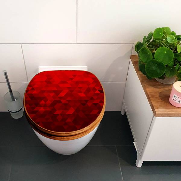 WC-Sitz mit Absenkautomatik Dreiecke Rot Rot - Bambus - Holzwerkstoff - 38 x 5 x 49 cm