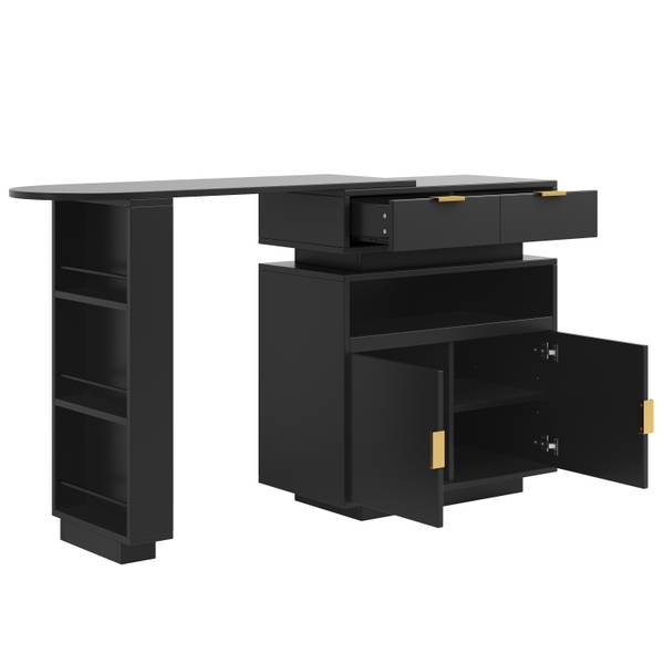 Bartisch QUASARRIFTZ Schwarz - Holzwerkstoff - 183 x 90 x 40 cm
