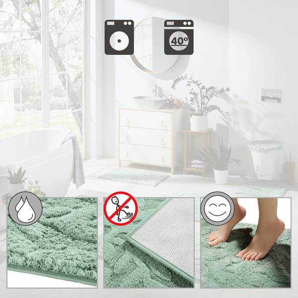 Badematte 211890 Grün - Textil - 90 x 20 x 90 cm