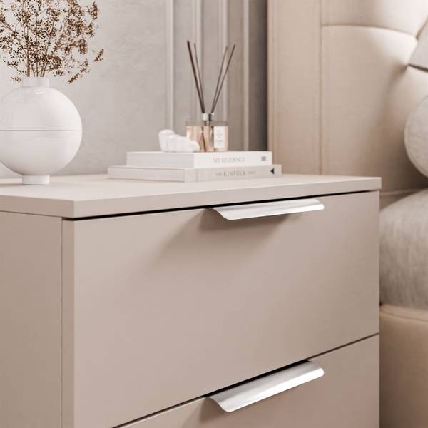 Nachttisch LINA Beige - Kaschmir - Silber