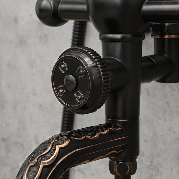 Douchesysteem Flower zwart - messing - 23 x 135 x 53 cm