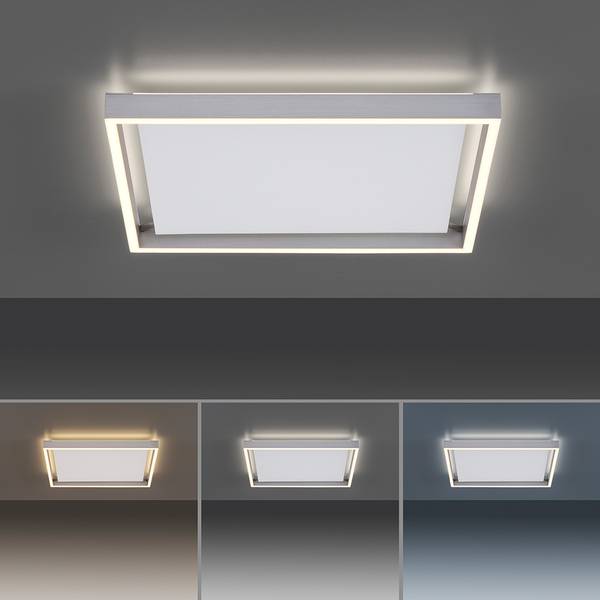 LED Deckenleuchte Q-KAAN Smart Home Silber - Metall - 45 x 6 x 45 cm