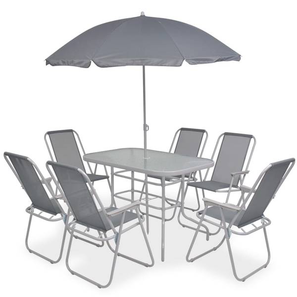 Garten-Essgruppe 8er Set DE898 Grau - Metall - 70 x 70 x 108 cm