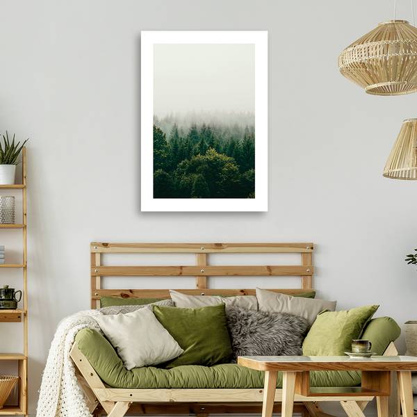 Wandbild wald im nebel 70 x 100 cm