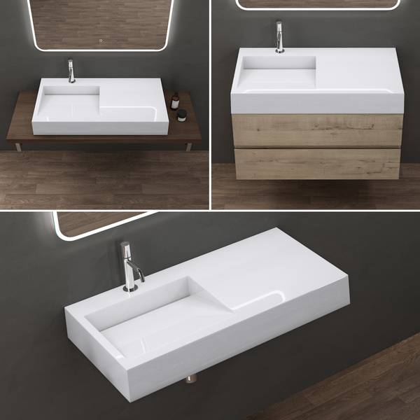 Waschbecken Col11-750 Weiß - Tiefe: 75 cm