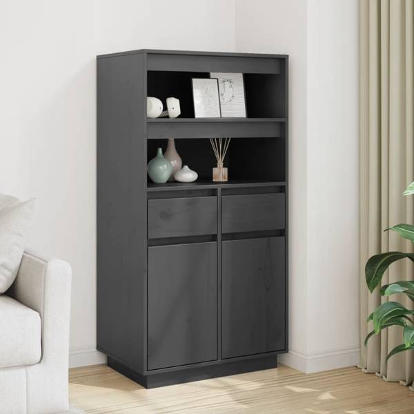 Highboard DE4735 Grau - Massivholz - 60 x 117 x 40 cm