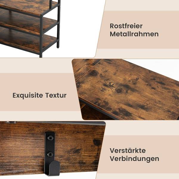 Eck-Garderobenständer TG32777ORDE Braun - Holzwerkstoff - 90 x 178 x 90 cm