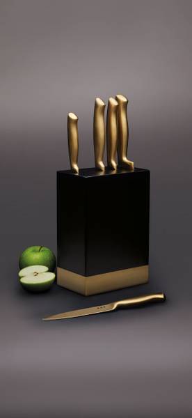 Messerblock 199709 5-teilig Gold - Naturfaser - 2 x 2 x 1 cm