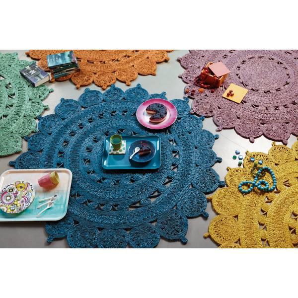 Tapis rond jute style berbère JADE Bleu