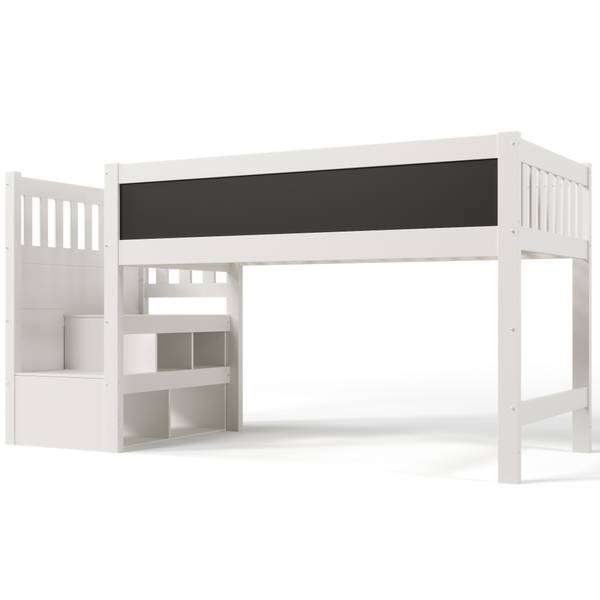 Hoogbed MonetLucy Ⅰ wit - plaatmateriaal op houtbasis - massief hout - 97 x 112 x 253 cm