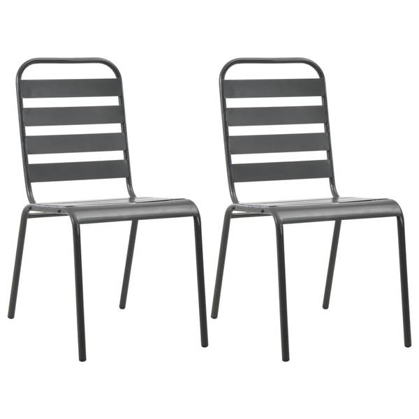 Chaise d'extérieur 44257 (lot de 2) Gris - Acier - 42 x 84 x 63 cm