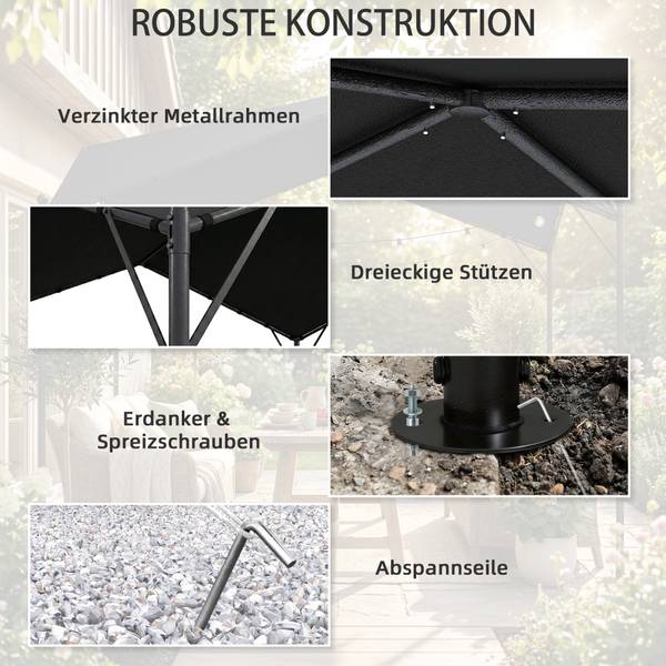 Pergola en tuinhuisje 84C-688V00CG grijs - metaal - 300 x 280 x 300 cm