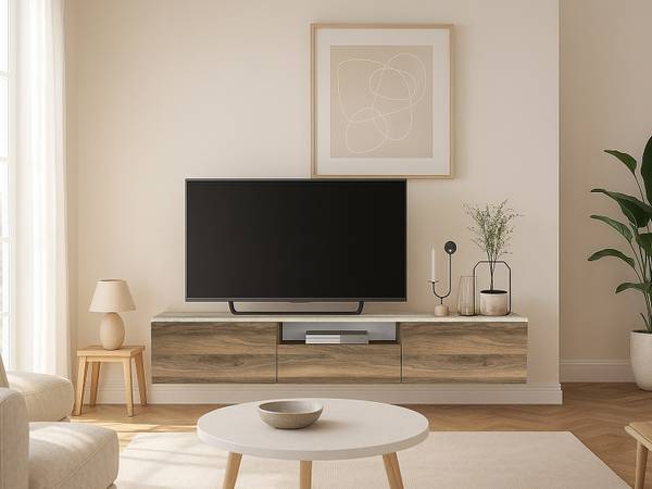 TV-Hängeschrank LOTULA Beige - Braun - Holz teilmassiv - 180 x 32 x 30 cm