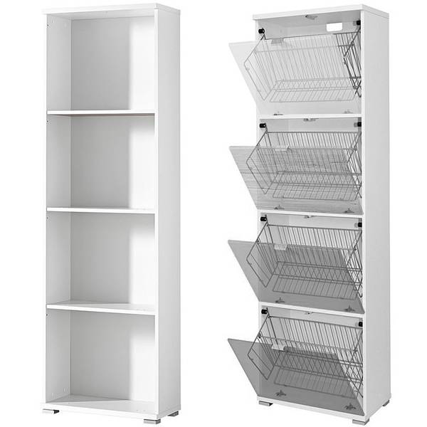 Schuhschrank DETROIT-01-1 Weiß - Holzwerkstoff - 159 x 132 x 30 cm