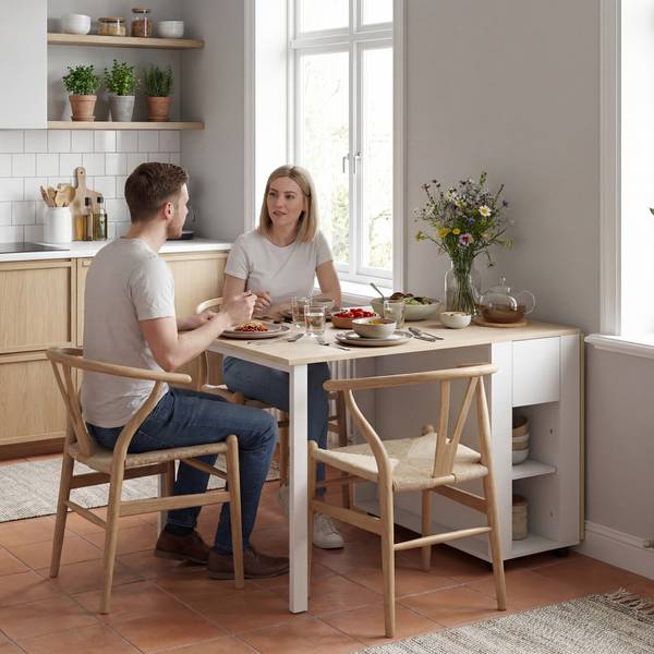 Opvouwbare eettafel 83A-501V90WT wit - plaatmateriaal op houtbasis - 85 x 73 x 169 cm
