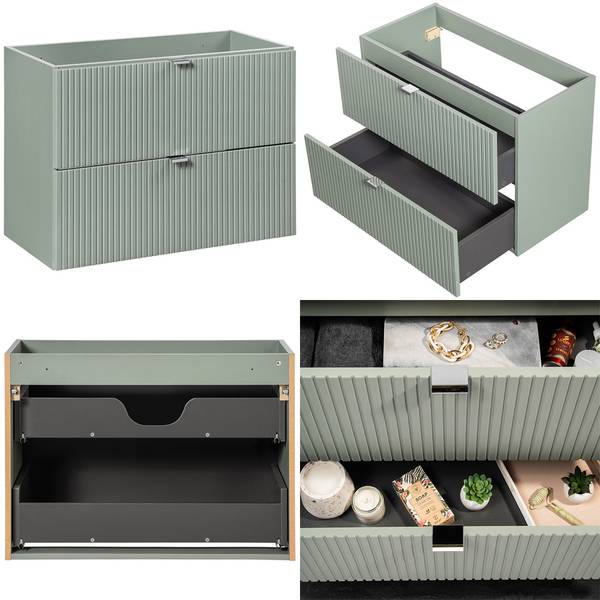 Badmöbel-Set NEWPORT-56-13 6er-Set Grün - Holzwerkstoff - 200 x 200 x 40 cm