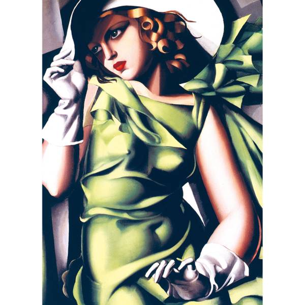 Puzzle Junges Mädchen in Grün Papier - 26 x 6 x 36 cm