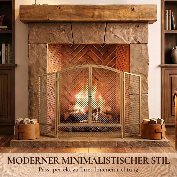 Kaminschutzgitter 820-506V00GD Gold - Metall - 10 x 75 x 122 cm