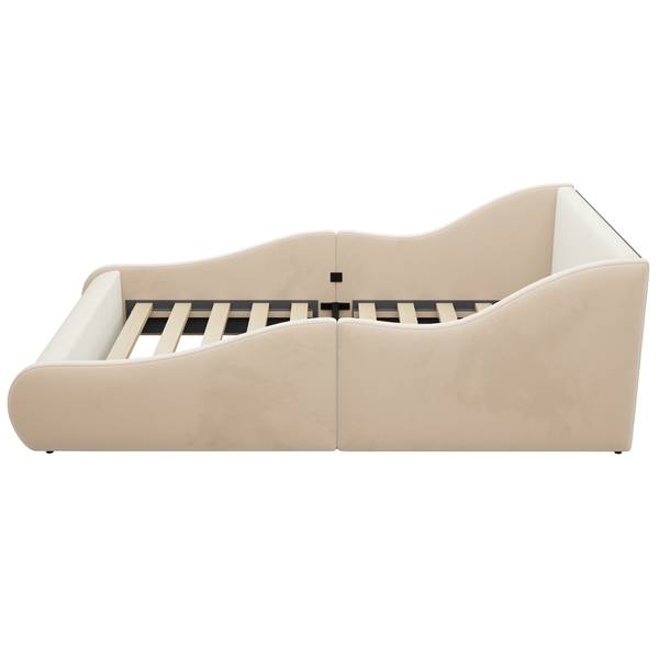 Polsterbett Muses Ⅰ Beige - Holzwerkstoff - Textil - 99 x 59 x 212 cm