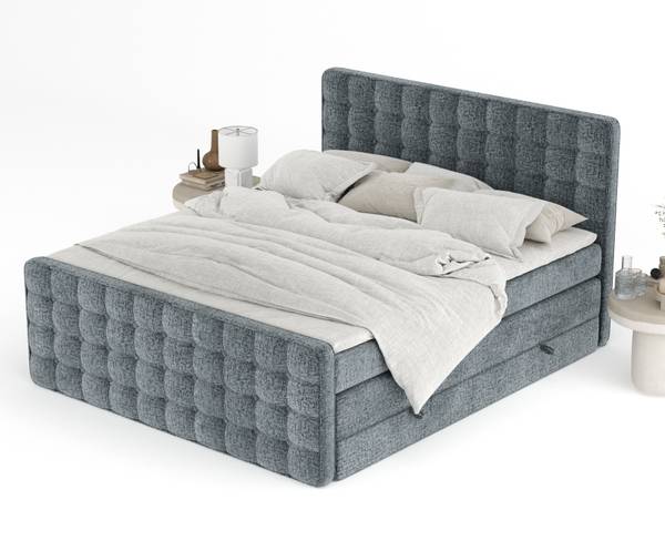 Boxspringbett Velouria Blau / Grau - Liegefläche Breite: 140 cm