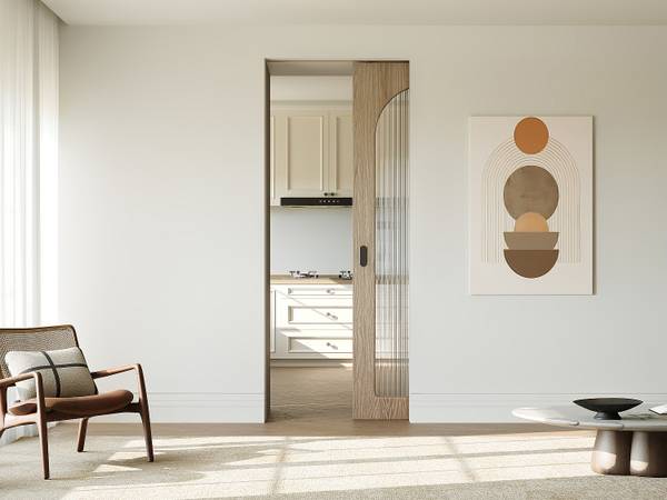 Schiebetür ODEZA Beige - Kunststoff - 93 x 205 x 4 cm