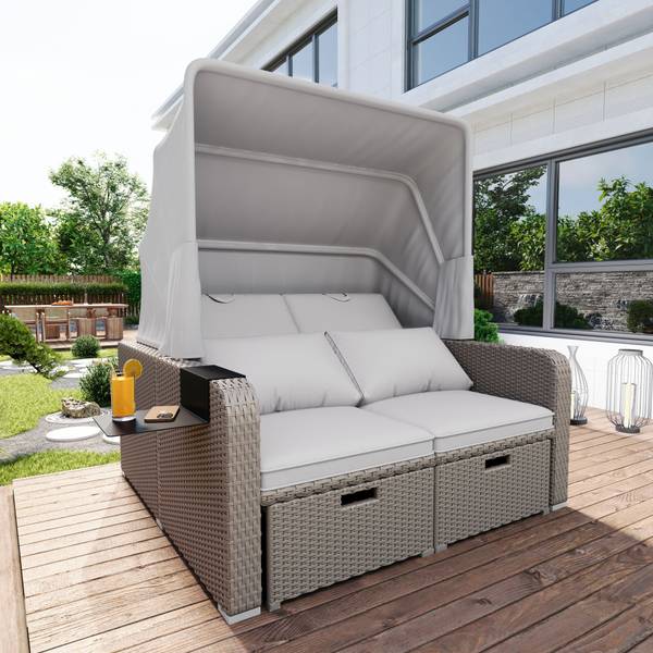 Gartenlounge Rhea Ⅳ Grün - Metall - Polyrattan - 130 x 152 x 126 cm