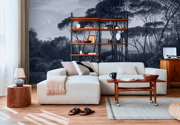 Panorama-Tapete Ombrelli Blau