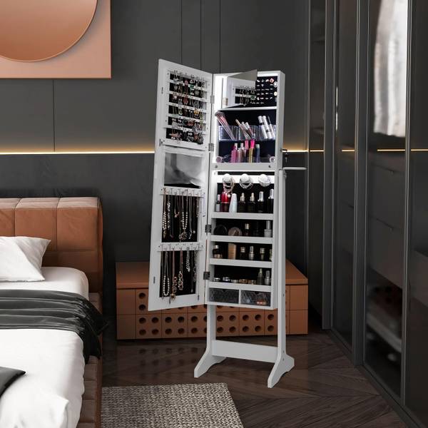 Schmuckschrank stehend Weiß - Holzwerkstoff - 37 x 156 x 41 cm