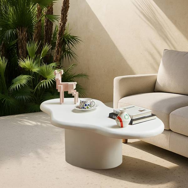 Couchtisch TORNIO Weiß - Stein - 129 x 11 x 59 cm