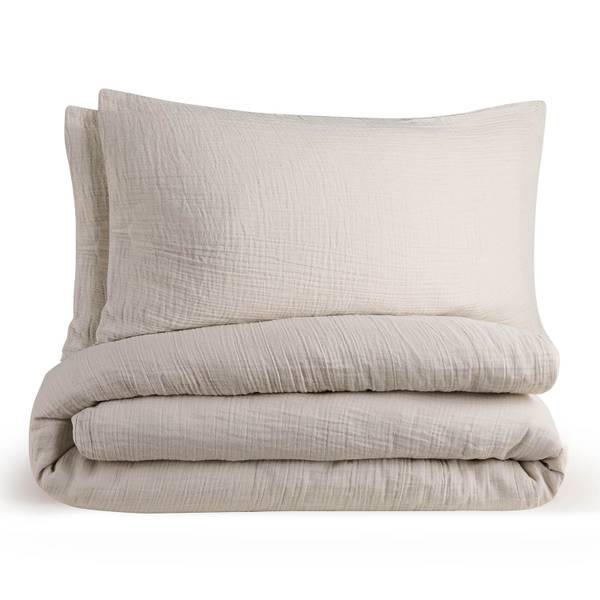 Musselin Bettwäsche Vili 3er Set Grau - 200 x 40 cm