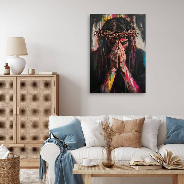 Wandbild jesus mit dornenkrone 70 x 100 cm