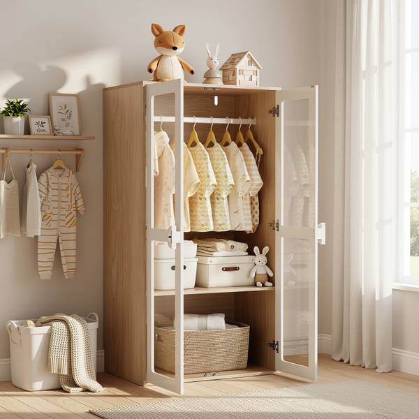Kleiderschrank Calyx Braun - Weiß - Holzwerkstoff - 50 x 150 x 80 cm