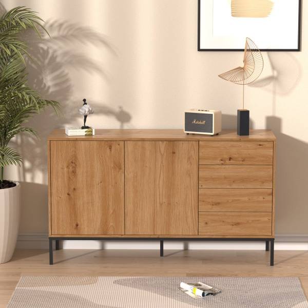 Sideboard LENNY Braun - Holzwerkstoff - 40 x 80 x 140 cm