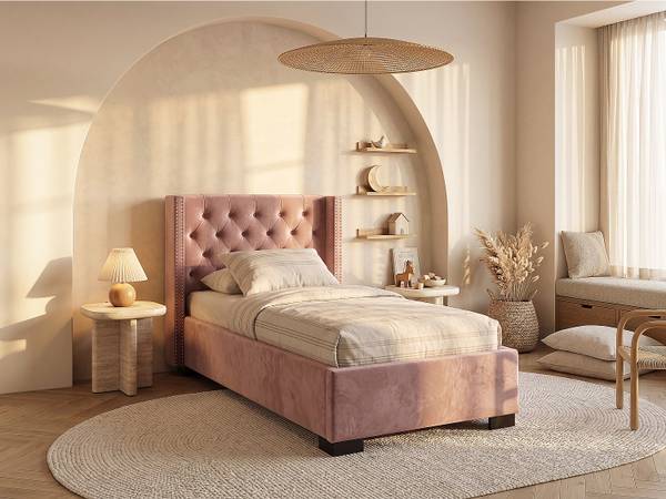 Bettrahmen MASSIMO Pink - Textil - 216 x 112 x 114 cm