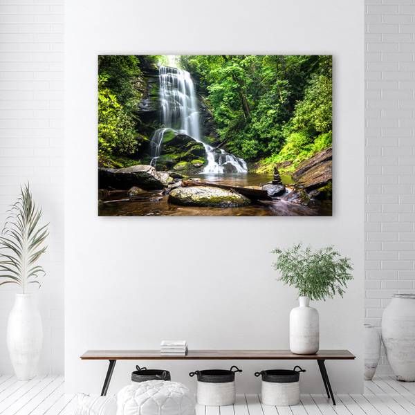 Tableau déco cascade dans la forêt 60 x 40 cm