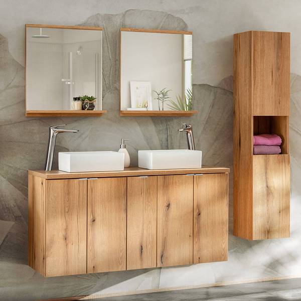 Bad-Hochschrank Skelbolu Braun - Holzwerkstoff - 30 x 140 x 25 cm