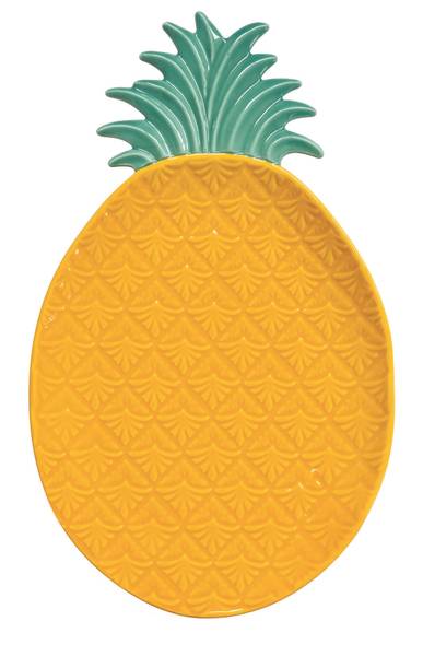 Plat de service Ananas Jaune - Porcelaine - 22 x 1 x 36 cm