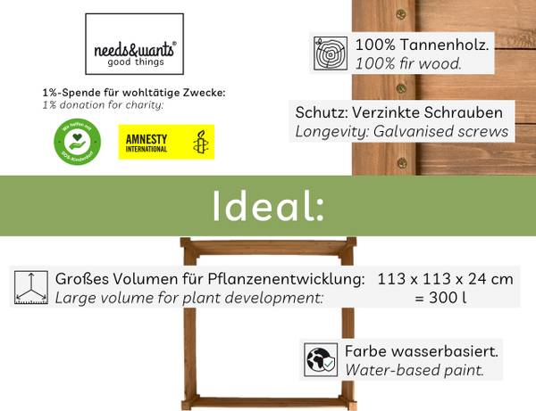 Hochbeet Growy2 Braun - Tanne - 120 x 27 x 120 cm